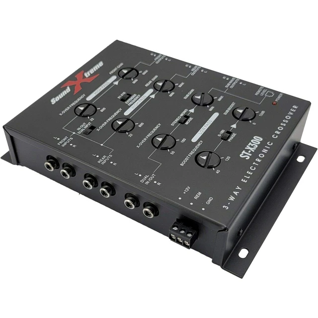 Alt view image 3 of 5 - SoundXtreme ST-X300 3-Way Electronic Car Audio Crossover, Dash Mount with Remote Bass Knob, 10Hz-30kHz Response, 60dB Separation, Power Adapter & Connector