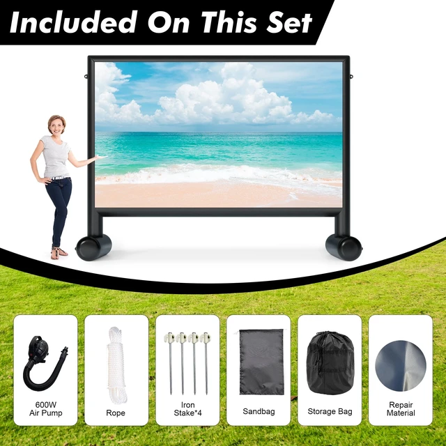 Alt view image 2 of 5 - Heipigo 11FT Inflatable Projector Screen Blow Up Movie Screen Outdoor