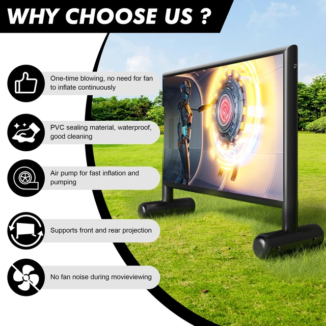 Alt view image 4 of 5 - Heipigo 11FT Inflatable Projector Screen Blow Up Movie Screen Outdoor