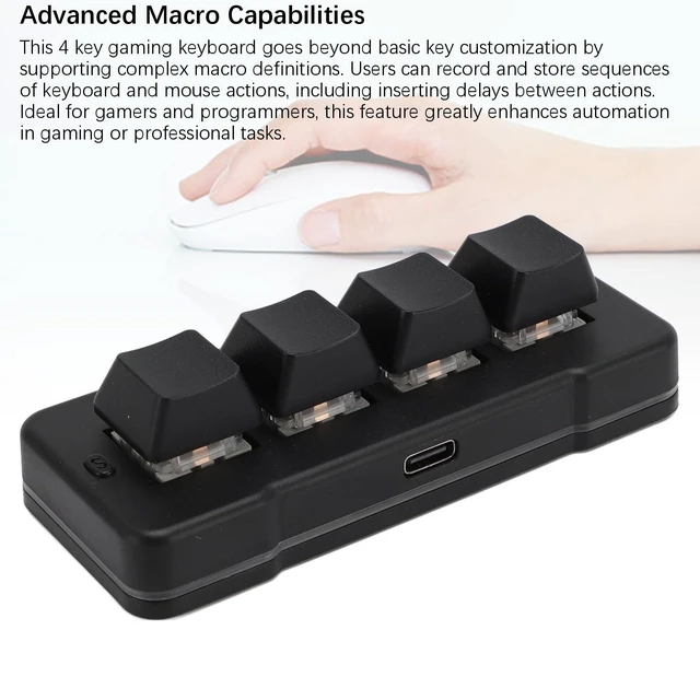 Alt view image 5 of 5 - LAISANIM 4 Key Mini Keypad, One Handed Mechanical Gaming Keyboard, Wired USB Programming Macro Keypad with RGB Dynamic Lighting for Game Editing Working