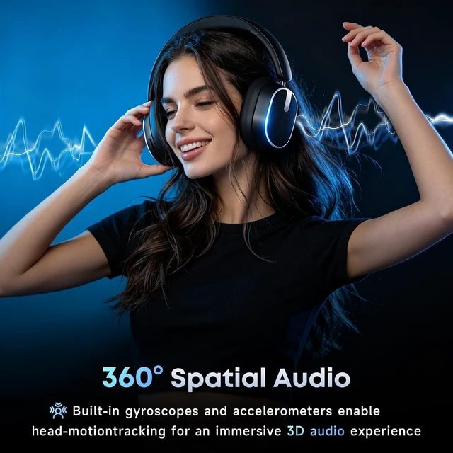 Alt view image 5 of 5 - Hybrid Active Noise Cancelling Bluetooth Headphones Wireless Headphones