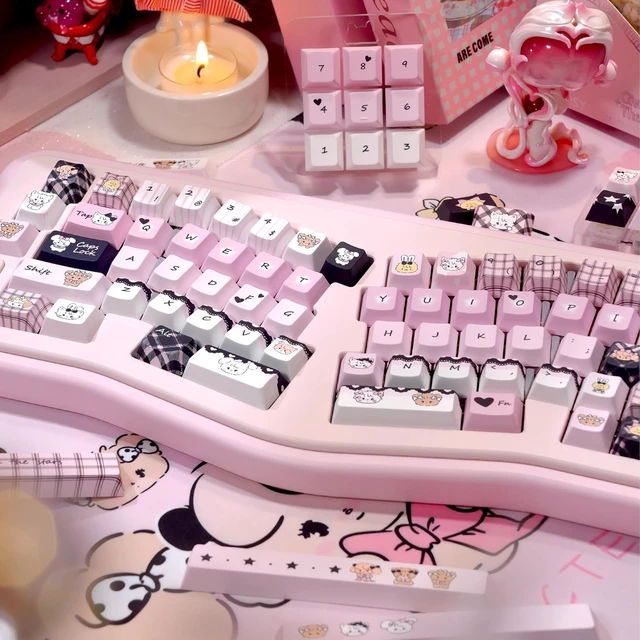 Alt view image 5 of 5 - ZERRIOY PBT Black & Pink Cute Kitty Themed Cherry Profile Keycaps