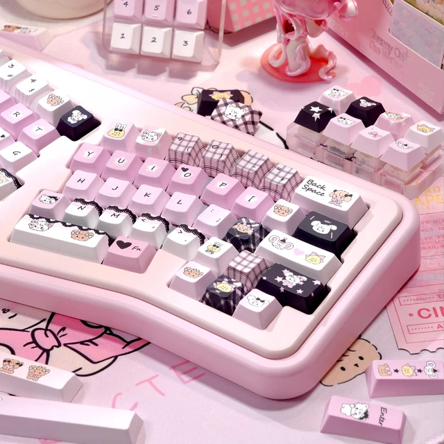 Alt view image 3 of 5 - ZERRIOY PBT Black & Pink Cute Kitty Themed Cherry Profile Keycaps