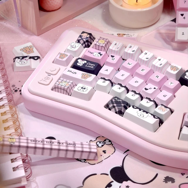 Alt view image 4 of 5 - ZERRIOY PBT Black & Pink Cute Kitty Themed Cherry Profile Keycaps
