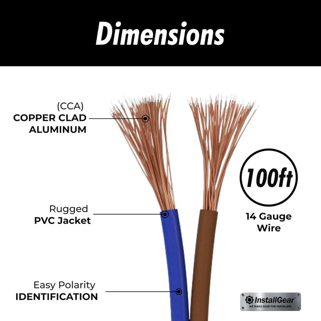 Alt view image 3 of 5 - InstallGear 14 Gauge Speaker Wire 100 ft Cable, 14 AWG