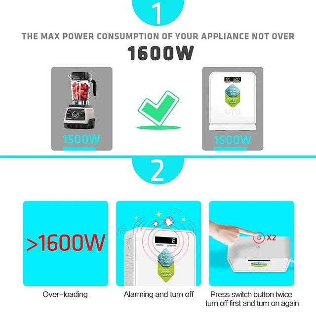 Alt view image 4 of 5 - 120V to 100V 1600W Step Down Voltage Converter for Japan appliances in US