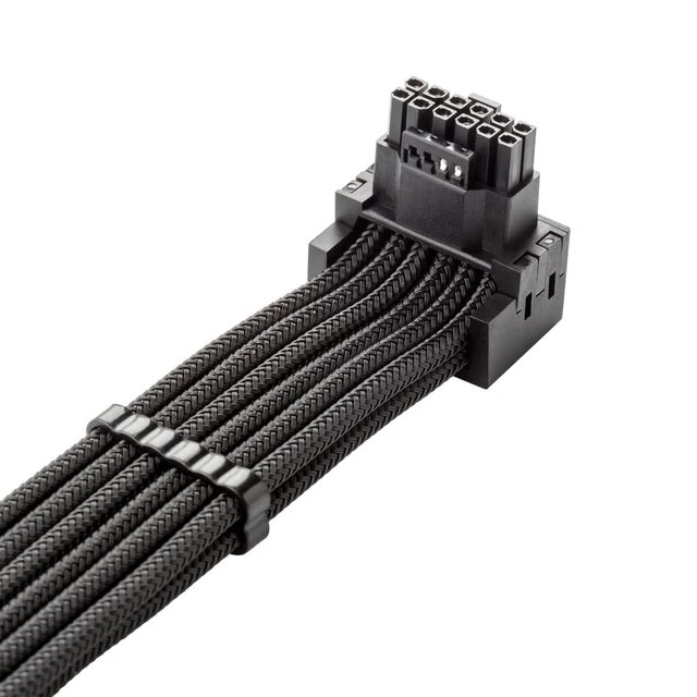 Alt view image 2 of 3 - CableMod E-Series Pro ModMesh Sleeved 12VHPWR 90 StealthSense PCI-e Cable for EVGA G/G+ / P/P+ / T - Variant A (Black, 16-pin to Quad 8-pin, 60cm)