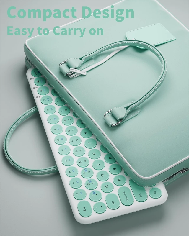 Alt view image 2 of 5 - Cloud-W Mini Bluetooth Keyboard, Low Profile Quiet Keys (Green White)