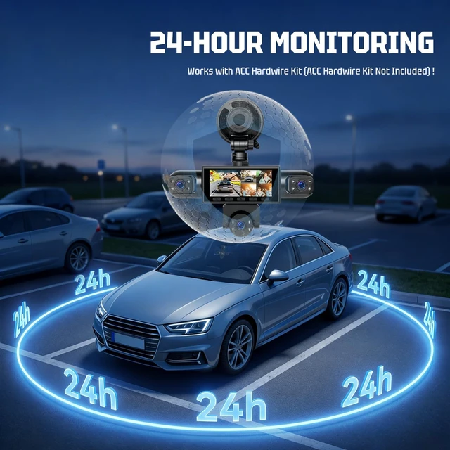 Alt view image 3 of 5 - 5-Lens Dash Cam for car 360Wide Angle 3.16 Inch 1080P Dash Camera with Loop Recording Reversing Assistant 24-H Monitoring Easy Installation