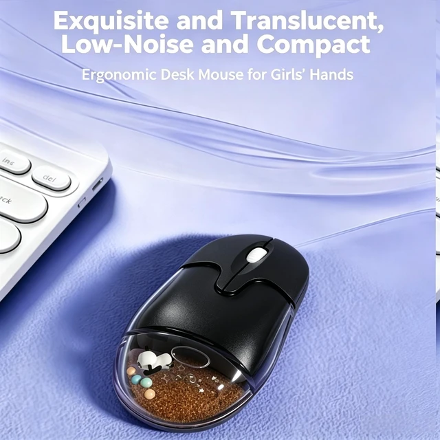 Alt view image 5 of 5 - Dpisuuk Dual Mode Wireless Mouse, Transparent Crystal Design, Silent Ergonomic Small Mouse for Women, Rechargeable Type C, Compatible with Windows Mac Android Laptop PC Tablet