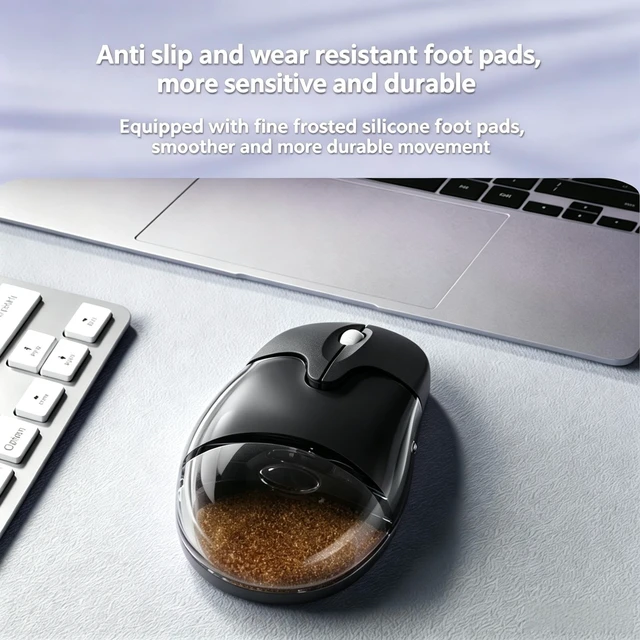 Alt view image 4 of 5 - Dpisuuk Dual Mode Wireless Mouse, Transparent Crystal Design, Silent Ergonomic Small Mouse for Women, Rechargeable Type C, Compatible with Windows Mac Android Laptop PC Tablet