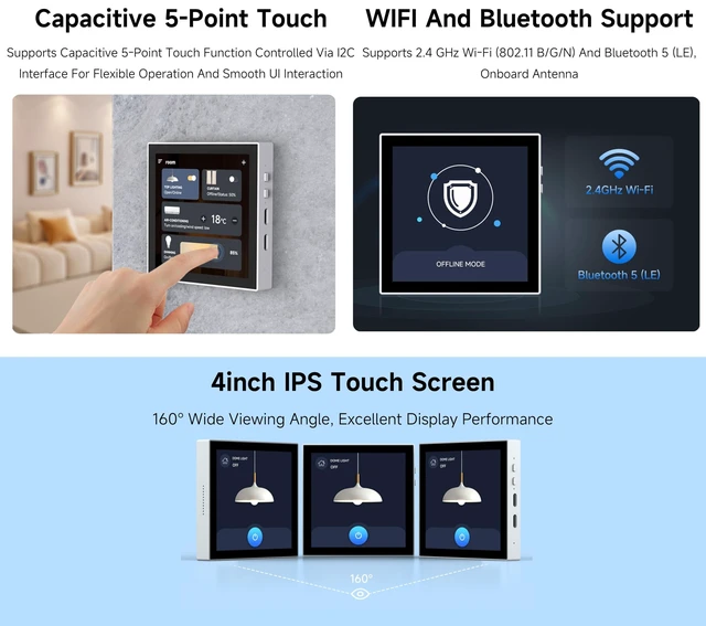 Alt view image 4 of 5 - ESP32-S3 Smart 86 Box Development Board, Onboard 4inch 480 x 480 Pixel Touch Display, Supports 2.4GHz Wi-Fi and Bluetooth BLE 5, Enables Smart Living & Industrial IoT, Supports AI Voice Interaction