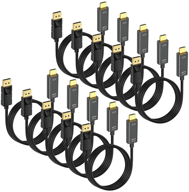 Main image of 4K DisplayPort to HDMI Cable 10-Pack, 6 FT DP to HDMI Adapter MultiPack