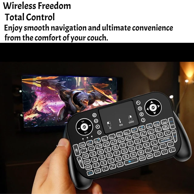 Alt view image 2 of 5 - Mini Bluetooth Keyboard with Touchpad,2.4GHz & BT with 7 Colors RGB Backlight Rechargeable Handheld Remote Control Keyboard Mouse Combo Controller for Android TV Box Smart TV Projector PS3 PC Tablet