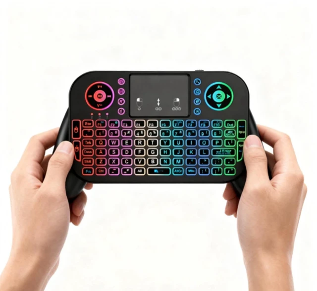 Main image of Mini Bluetooth Keyboard with Touchpad,2.4GHz & BT with 7 Colors RGB Backlight Rechargeable Handheld Remote Control Keyboard Mouse Combo Controller for Android TV Box Smart TV Projector PS3 PC Tablet