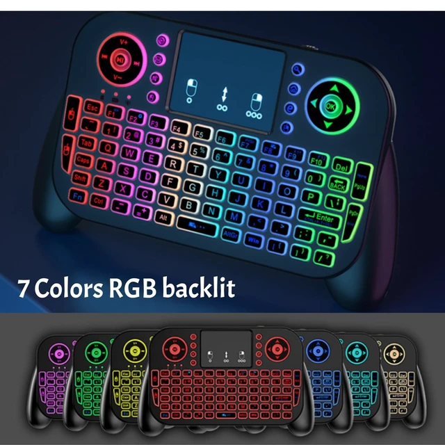 Alt view image 5 of 5 - Mini Bluetooth Keyboard with Touchpad,2.4GHz & BT with 7 Colors RGB Backlight Rechargeable Handheld Remote Control Keyboard Mouse Combo Controller for Android TV Box Smart TV Projector PS3 PC Tablet
