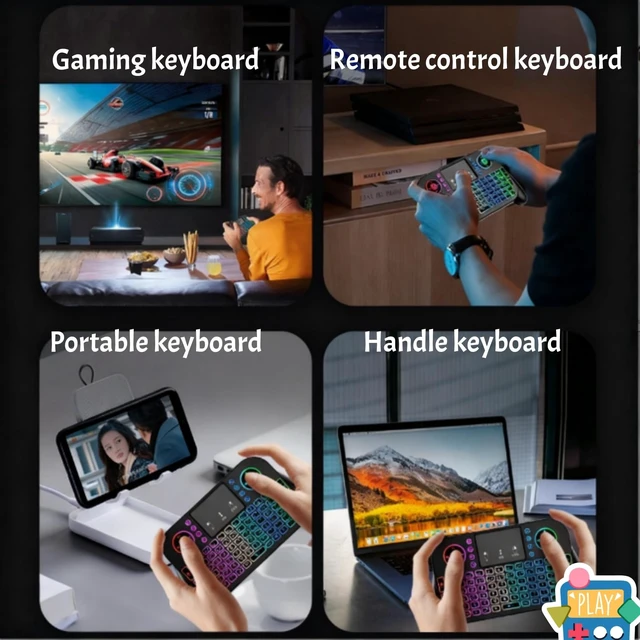 Alt view image 4 of 5 - Mini Bluetooth Keyboard with Touchpad,2.4GHz & BT with 7 Colors RGB Backlight Rechargeable Handheld Remote Control Keyboard Mouse Combo Controller for Android TV Box Smart TV Projector PS3 PC Tablet