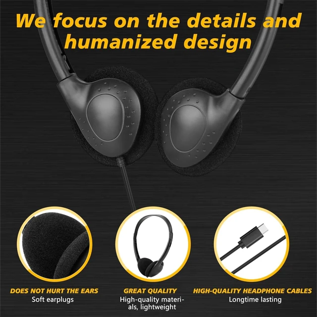 Alt view image 2 of 5 - MENGLALA 100 Pack USB C Headphones Bulk for Classroom Kids School Wired