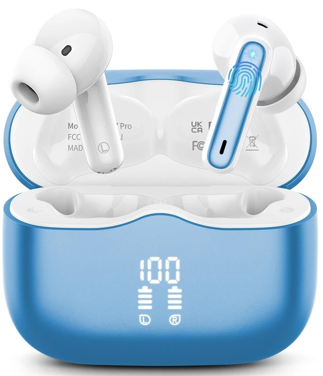 Main image of Wireless Earbuds, 2026 Bluetooth 5.4 Ear Buds in Ear with 4 ENC Noise Cancelling Mic, New Wireless Earphones HiFi Stereo Deep Bass 40H Playtime, In-Ear Bluetooth Earbuds LED Display IP7,