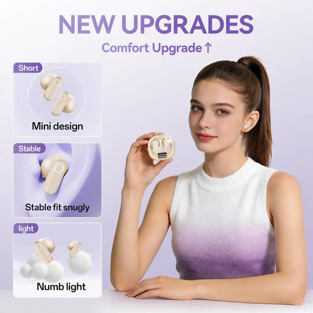 Alt view image 2 of 5 - Bluetooth 6.0 Hi-Fi Stereo Audio Touch Control Ear Buds (Cream White)