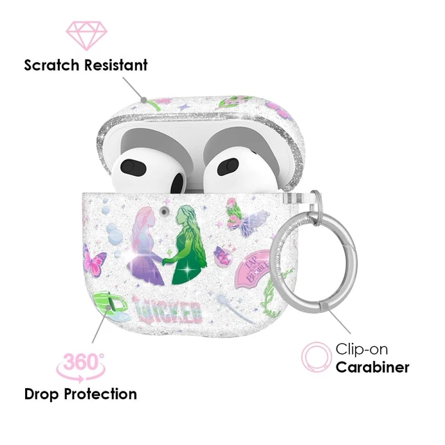 Alt view image 3 of 5 - VELVET CAVIAR for AirPods 5 / AirPods 4 Case (2026/2024) - Cute Protective Hard Cover with Keychain - Wicked for Good Glitter