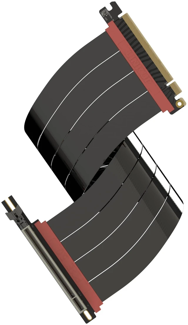 Main image of LINKUP PCIE 5.0 Riser Cable ^^ for Vertical GPU Mount ^^ Left Angle ^^ Graphics Card GPU Ready ^^ Usable with PCIe 4.0 & RX 9070/ RTX5090 ^^ 40cm (Total Length: 44cm)