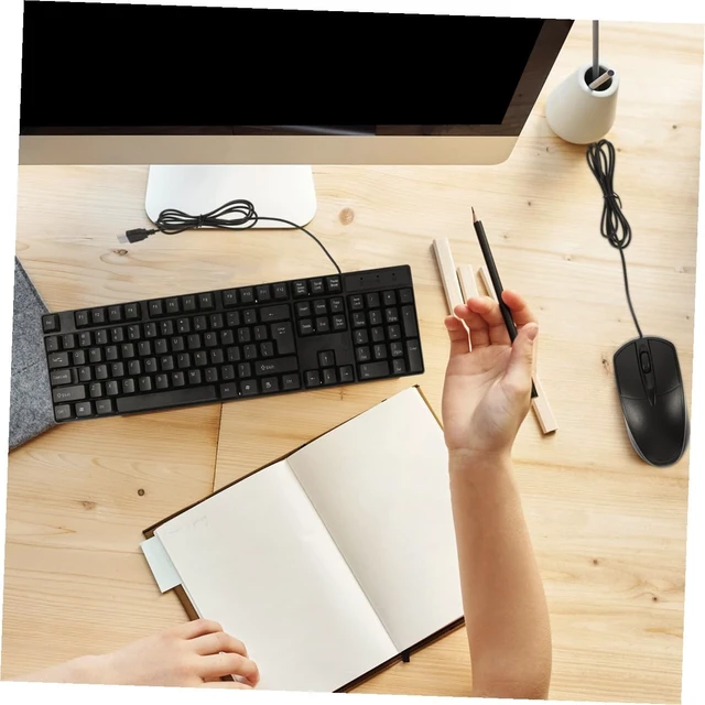 Alt view image 4 of 5 - HOLIDYOYO Full Wired Keyboard and Mouse Combo with Numeric Keypad Durable USB Computer Accessory for Office Home and Cafe Use Ergonomic Design and Productivity