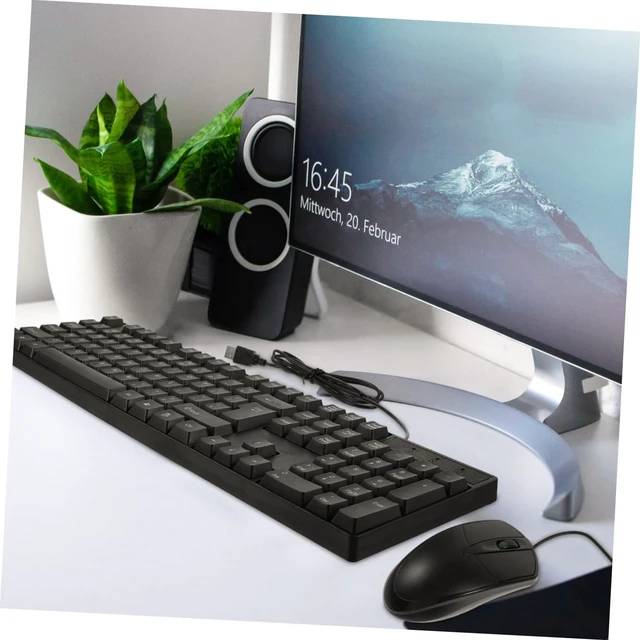 Alt view image 5 of 5 - HOLIDYOYO Full Wired Keyboard and Mouse Combo with Numeric Keypad Durable USB Computer Accessory for Office Home and Cafe Use Ergonomic Design and Productivity