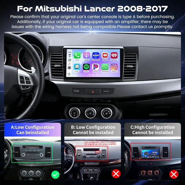 Alt view image 2 of 5 - Inefala Car Radio for Mitsubishi Lancer 2008-2017 with Carplay Android Auto
