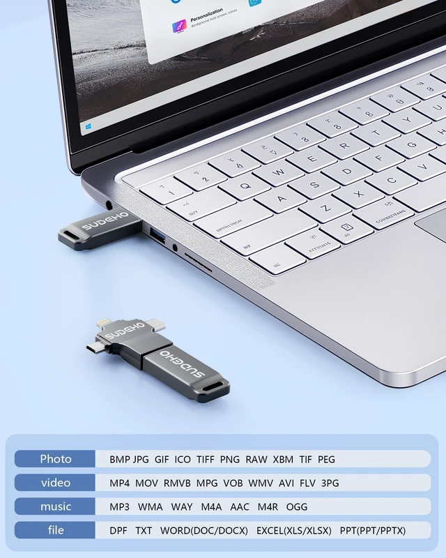 Alt view image 5 of 5 - MFi Certified Photo Stick 512GB USB 3.0 Flash Drive for iPhone, 4 in 1 External Thumb Drive for Picture Video Data Backup, High Speed Memory Stick USB Drive for iPhone/iPad/Android/PC