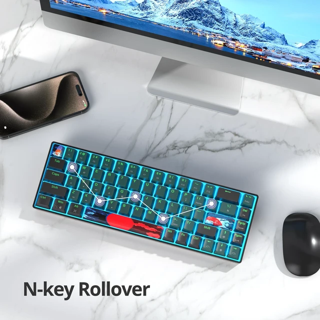Alt view image 3 of 5 - Owpkeenthy 60% Wired Mechanical Keyboard