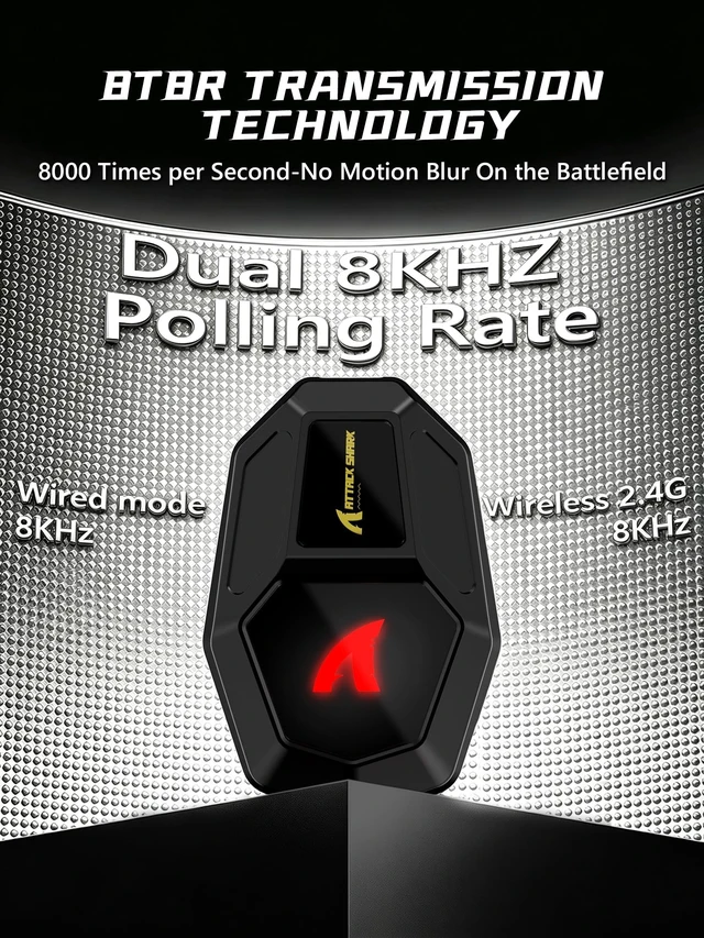 Alt view image 4 of 5 - ATTACK SHARK RS6 Ultra Carbon Fiber 63g PAW3955MAX 8K Wireless Gaming Mouse