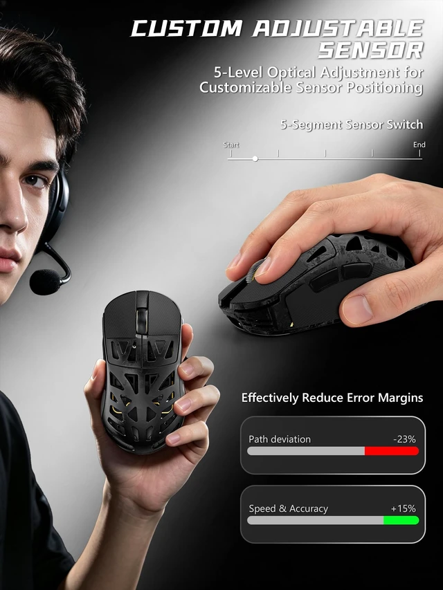 Alt view image 3 of 5 - ATTACK SHARK RS6 Ultra Carbon Fiber 63g PAW3955MAX 8K Wireless Gaming Mouse