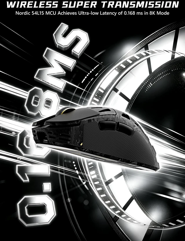 Alt view image 5 of 5 - ATTACK SHARK RS6 Ultra Carbon Fiber 63g PAW3955MAX 8K Wireless Gaming Mouse