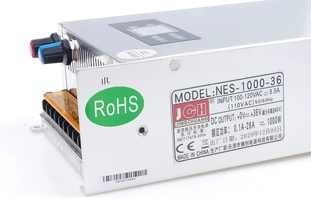 Alt view image 2 of 5 - KNACRO 1000W Adjustable DC Power Voltage Converter AC 110V to DC 0-36V 0-28A Module 36V 1KW Switching Power Supply Digital Display 36V Voltage Regulator Built in Cooling Fan (36V 28A)