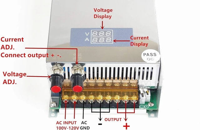 Alt view image 4 of 5 - KNACRO 1000W Adjustable DC Power Voltage Converter AC 110V to DC 0-36V 0-28A Module 36V 1KW Switching Power Supply Digital Display 36V Voltage Regulator Built in Cooling Fan (36V 28A)