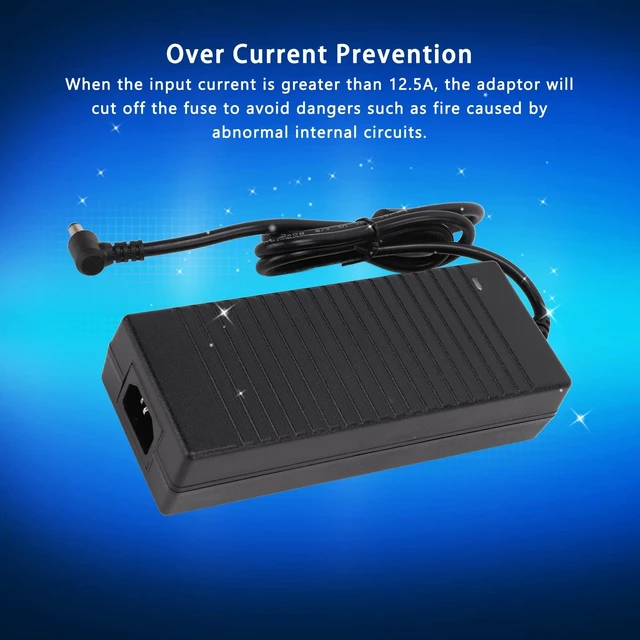 Alt view image 3 of 5 - 12V 12.5A AC/DC Power Adapter, 12V Power Supply 3Pin Charger with Over Current Heat Shell, 100240V 50 / 60Hz AC/DC Plug