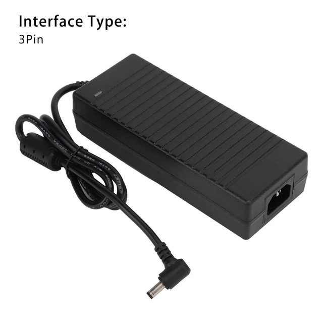 Alt view image 4 of 5 - 12V 12.5A AC/DC Power Adapter, 12V Power Supply 3Pin Charger with Over Current Heat Shell, 100240V 50 / 60Hz AC/DC Plug