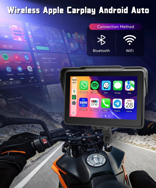 Alt view image 5 of 5 - Hodozzy 7 Inch Motorcycle CarPlay Screen, Waterproof Wireless CarPlay