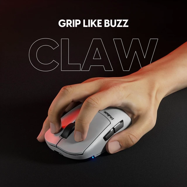 Alt view image 4 of 5 - Pulsar Gaming Gears Pro Series Buzz-X Wireless Gaming Mouse 2.15 oz (61g), Optical Switch, 32000 DPI, 750 IPS, 8K Compatible (Medium, Moon Gray)