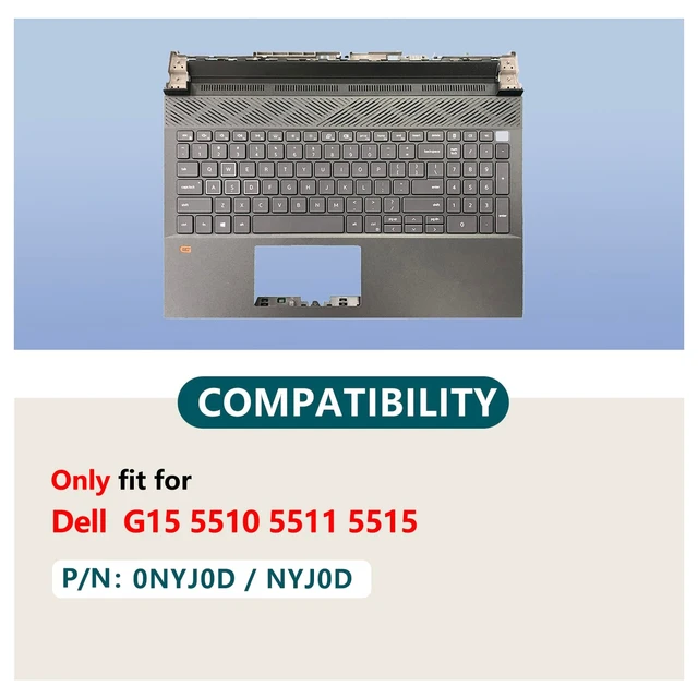 Alt view image 2 of 5 - JADTRXU Replacement Laptop Palmrest for Dell G15 5510 5511 5515 Upper Case Cover with Colorful Backlit Keyboard 04R6Y3 4R6Y3 0NYJ0D NYJ0D (Black)