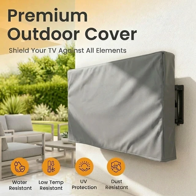 Alt view image 5 of 5 - KHOMO Gear Outdoor TV Cover Universal Weatherproof Protector for 40-42 Inch TV - Fits Most Mounts & Brackets, Grey (VC-tv-cover-40-grey)