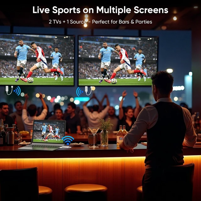 Alt view image 3 of 5 - Wireless HDMI Transmitter and 2 Receivers, HDMI Wireless Dual Display Extender Kit Sync to 2 Screens, 5G/328FT/1080P Plug & Play for Simultaneous Audio/Video on TVs/Projectors/Monitors