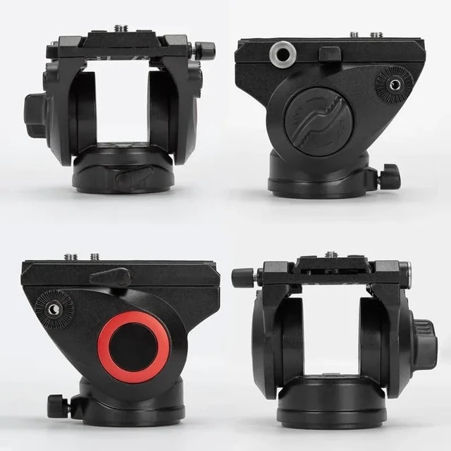 Alt view image 2 of 5 - REFLEX CAMERA Video Tripod Fluid Head - Metal - with 360 Panning, Quick Release Plate, -70/90 Pitch, 1/4" Base Mount and 3/8" Side Mount, Telescopic Handle & 10kg Load Capacity for DSLR & Camcorder