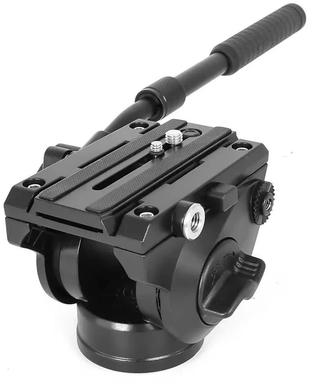 Main image of REFLEX CAMERA Video Tripod Fluid Head - Metal - with 360 Panning, Quick Release Plate, -70/90 Pitch, 1/4" Base Mount and 3/8" Side Mount, Telescopic Handle & 10kg Load Capacity for DSLR & Camcorder