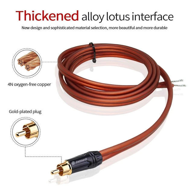 Alt view image 4 of 5 - Yuchenfeng Gold-Plated RCA to Bare Wire Speaker Cable - 14AWG OFC Copper Audio Cable for Subwoofers, Amps & Home Theater, Dual PVC Shielded, Zero-Noise(30FT)