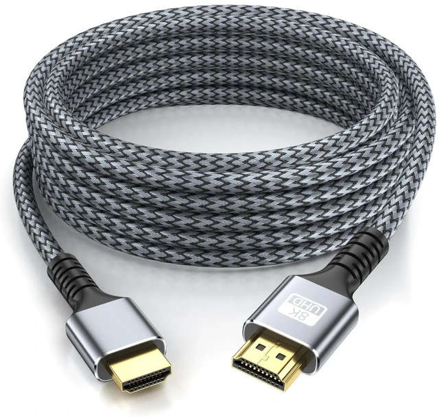 Main image of looyotul 8k Hdmi Cable 30ft Ultra High Speed HDMI 2.1 Cable 8K@60HZ 4K@120HZ 48Gbps HDMI Cord for HDTV,PS4,PS5,Monitor Laptop,Xbox,HDCP 2.2&2.3 Support HDR,eARC,Dolby.(Silvery)