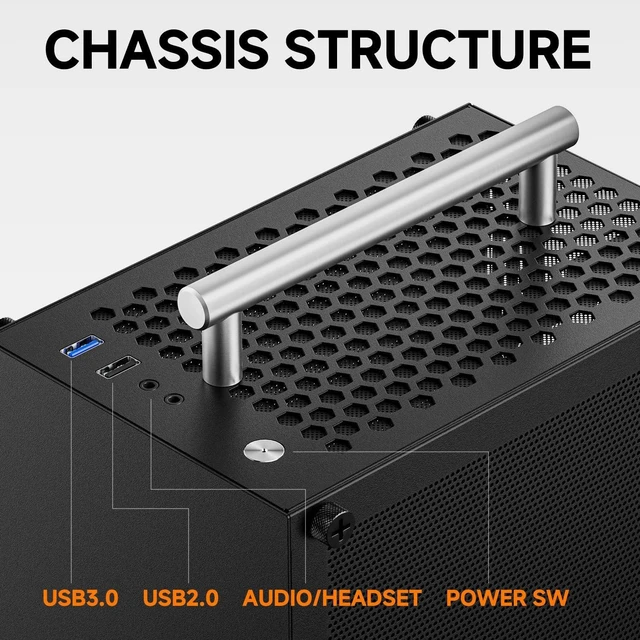 Alt view image 2 of 5 - Mini ITX PC Case, Small Form Factor Computer Case - Metalfish T40 Black