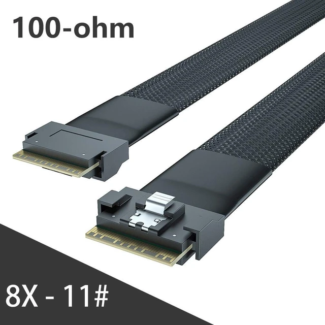 Alt view image 2 of 3 - ipolex 24G Internal SlimSAS SFF-8654 to SFF-8654 8i SAS 4.0 Cable for High-Density Servers & NVMe Storage, 100-ohm, 1-m(3.28ft)