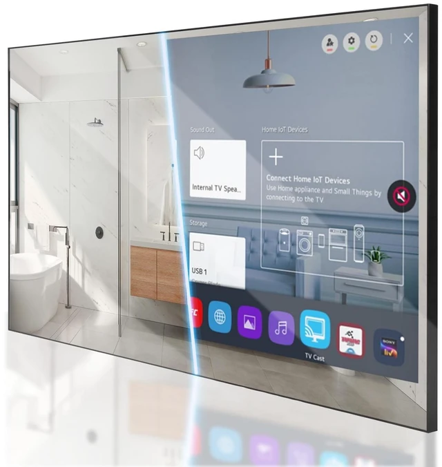 Main image of Soulaca 22 inches webOS LG Smart Bathroom Mirror TV with ATSC DTV Tuner, WiFi, Bluetooth for Wet Environments Hotel IP65 Voice Control